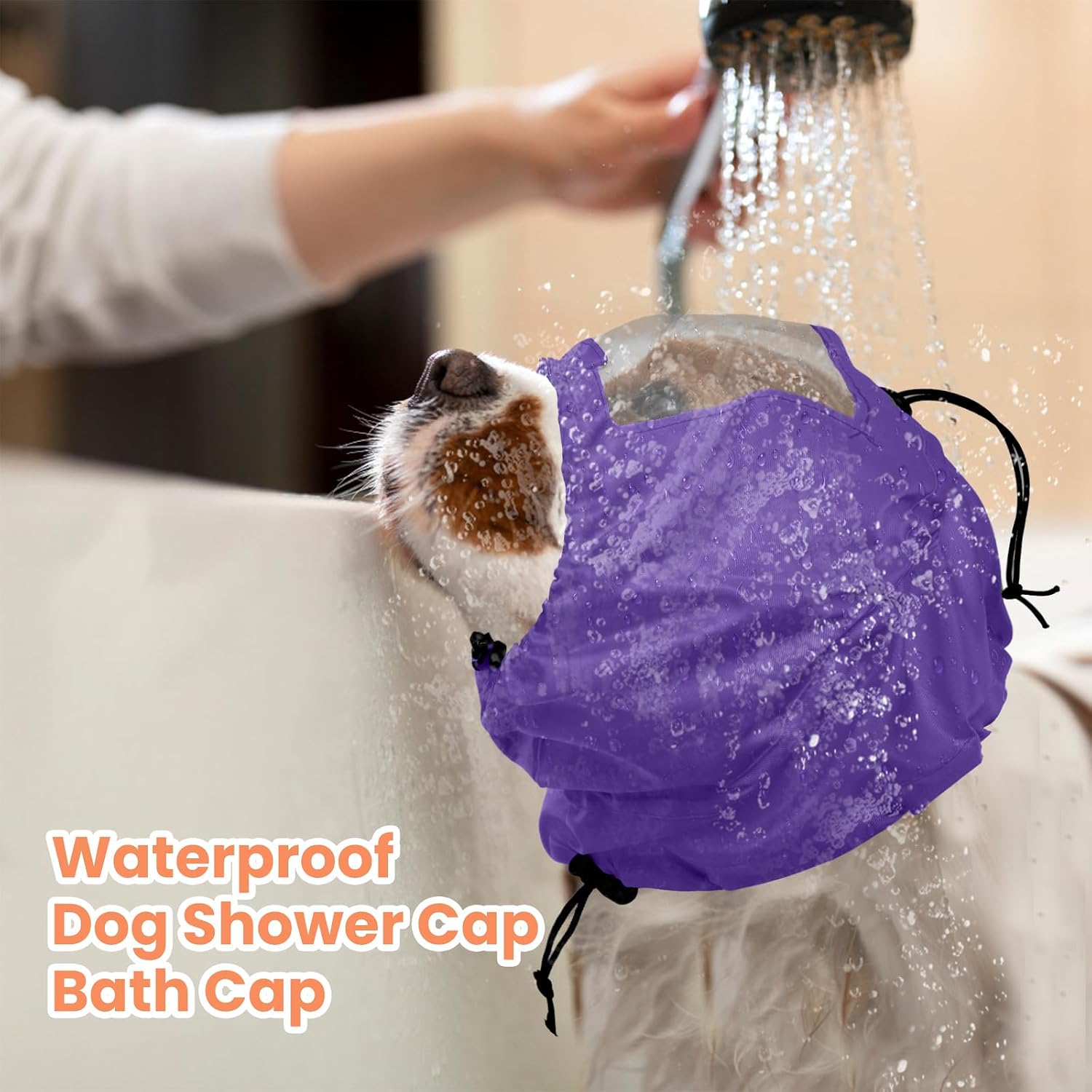 Nanaki Adjustable Shower Caps for Dogs Ears Dog Ear Covers for Bath, Shower Cap Reusable Waterproof Ear Covers for Dogs, Dog Ear Protection for Bath Dog Bath Ear Protection Bathing Grooming Swimming image 2