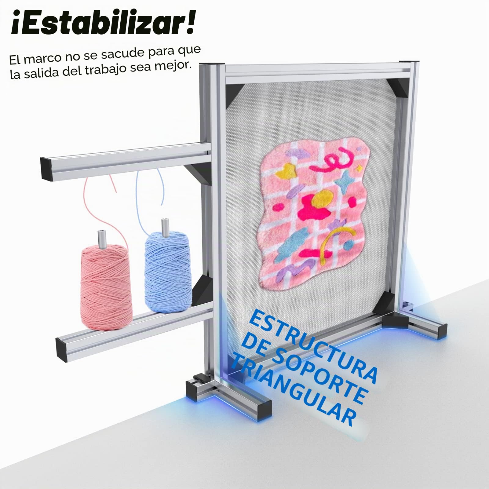 NODOCA Rug Tufting Frame Tufting Kit de 70 cm (27,5 pulgadas) Marco de aluminio y metal tufting para hacer alfombras, marco de alfombra para accesorios de tufting, juego de pistolas