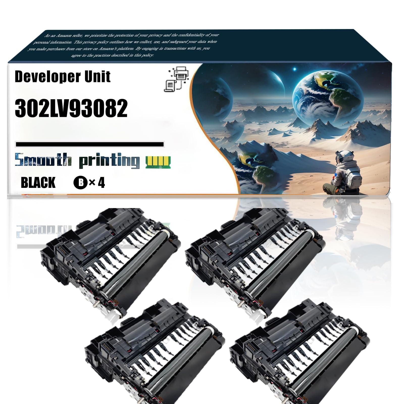 Replacement Parts Developer Unit 302LV93082 Compatible with Kyocera ECOSYS M3040idn M3145idn M3540idn M3550idn M3560idn Printers, Contains Chip and Clear Printing (4 Pack Black)