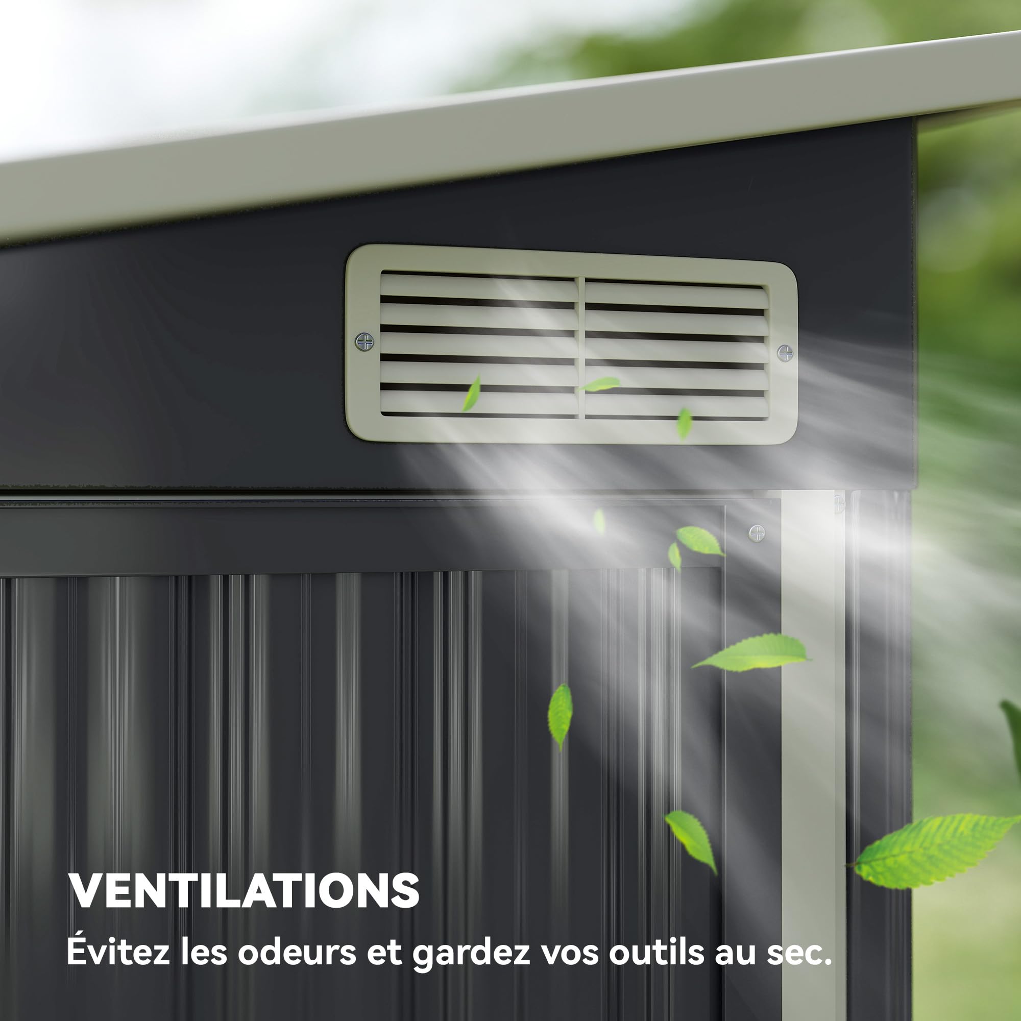 Outsunny Abri de Jardin métal 234 x 132 x 185 cm Triple Porte verrouillable Toit incliné Acier galvanisé Gris foncé