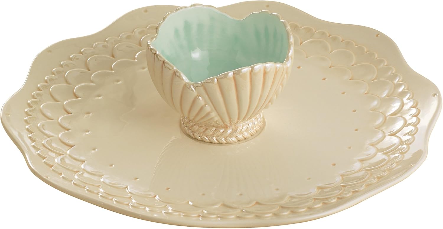 Grasslands Road Ceramic Seashell Chip and Dip Platter