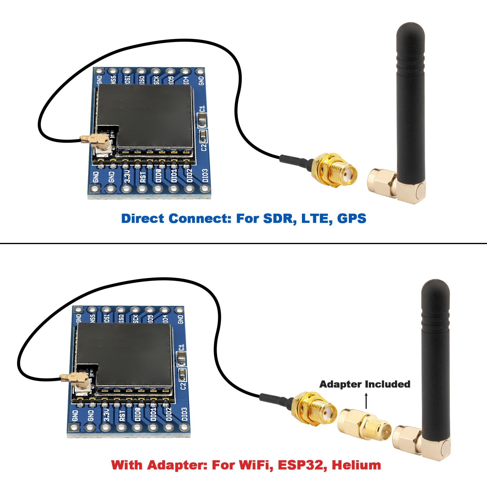 SMA Adapter Kit 18-Type SMA RPSMA Antenna Adapter Male & Female 90 Degree & Straight [w/U.FL 1.13mm Pigtail] | Gold Plated RF Coax Connector Set for Baofeng Radio,FPV Drone, WiFi Router & SDR
