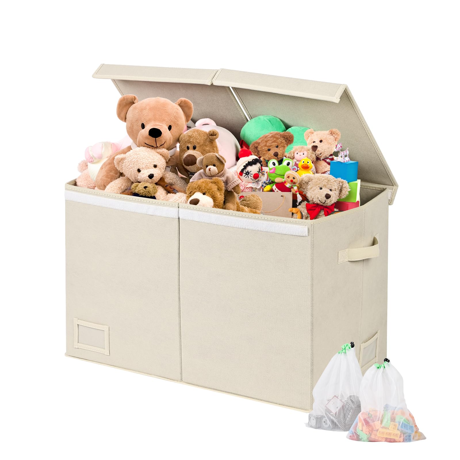 KR KITCHENRAKU Toy Storage Box for Boys Girls Large Storage Chest with Lid and Label Holders