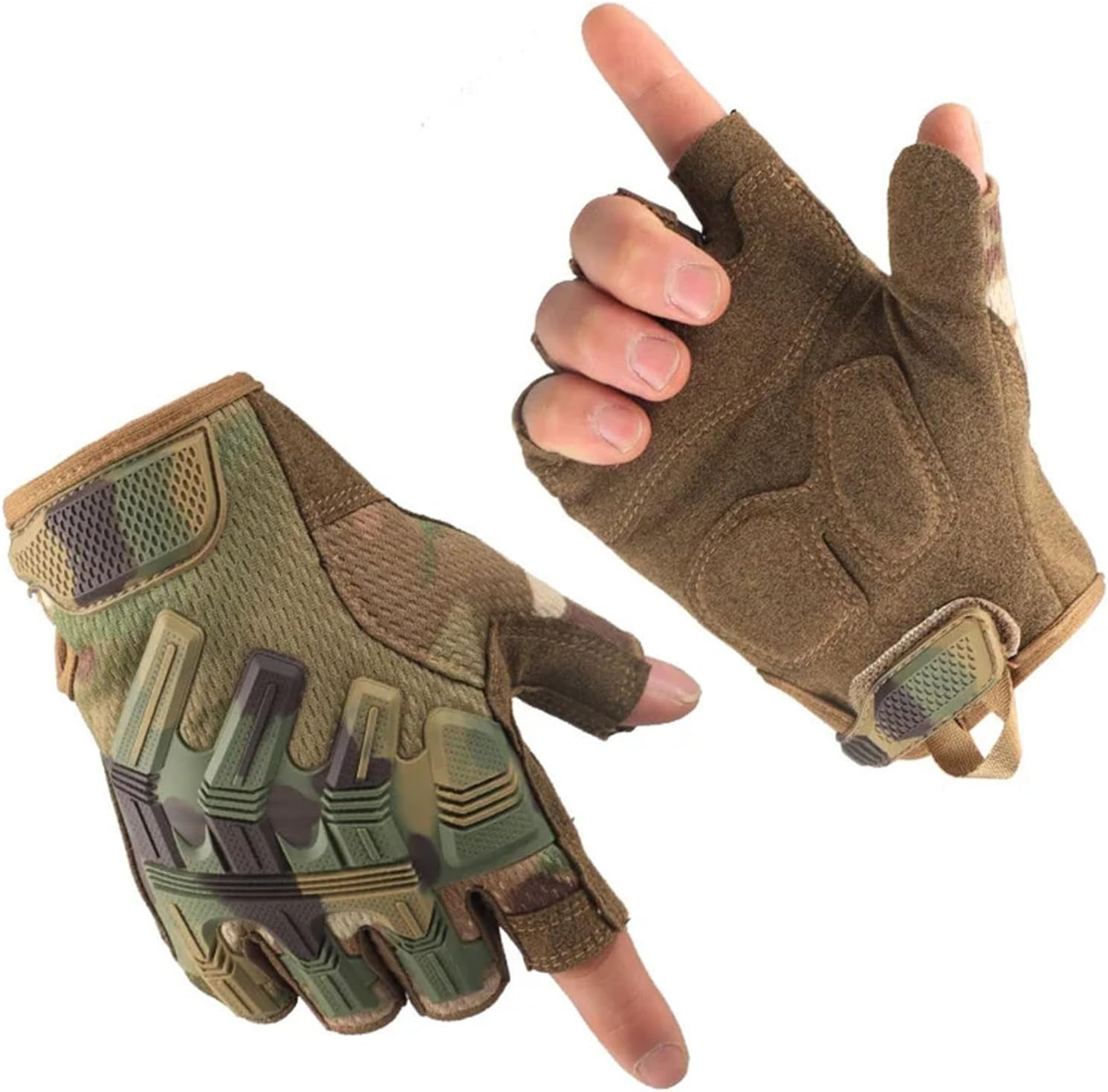 Fingerless Gloves - Anti-Slip, Sweat-Proof Half Finger Gloves for Sports Combat, Paintball, Hunting, Driving & Work