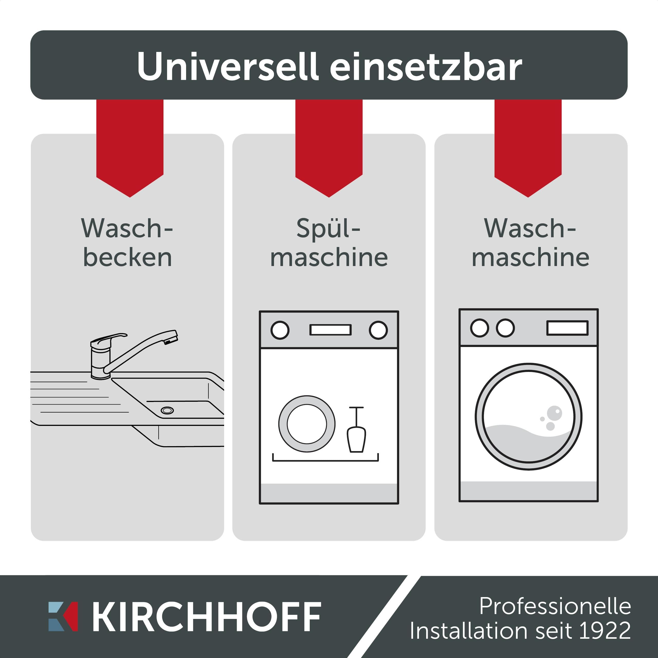 KIRCHHOFF 98657230 Waschmaschinenschlauch 2,5m, Zulaufschlauch mit 3/4" x 3/4" IG für Waschmaschine oder Spülmaschine, Wasserschlauch mit Aquastop
