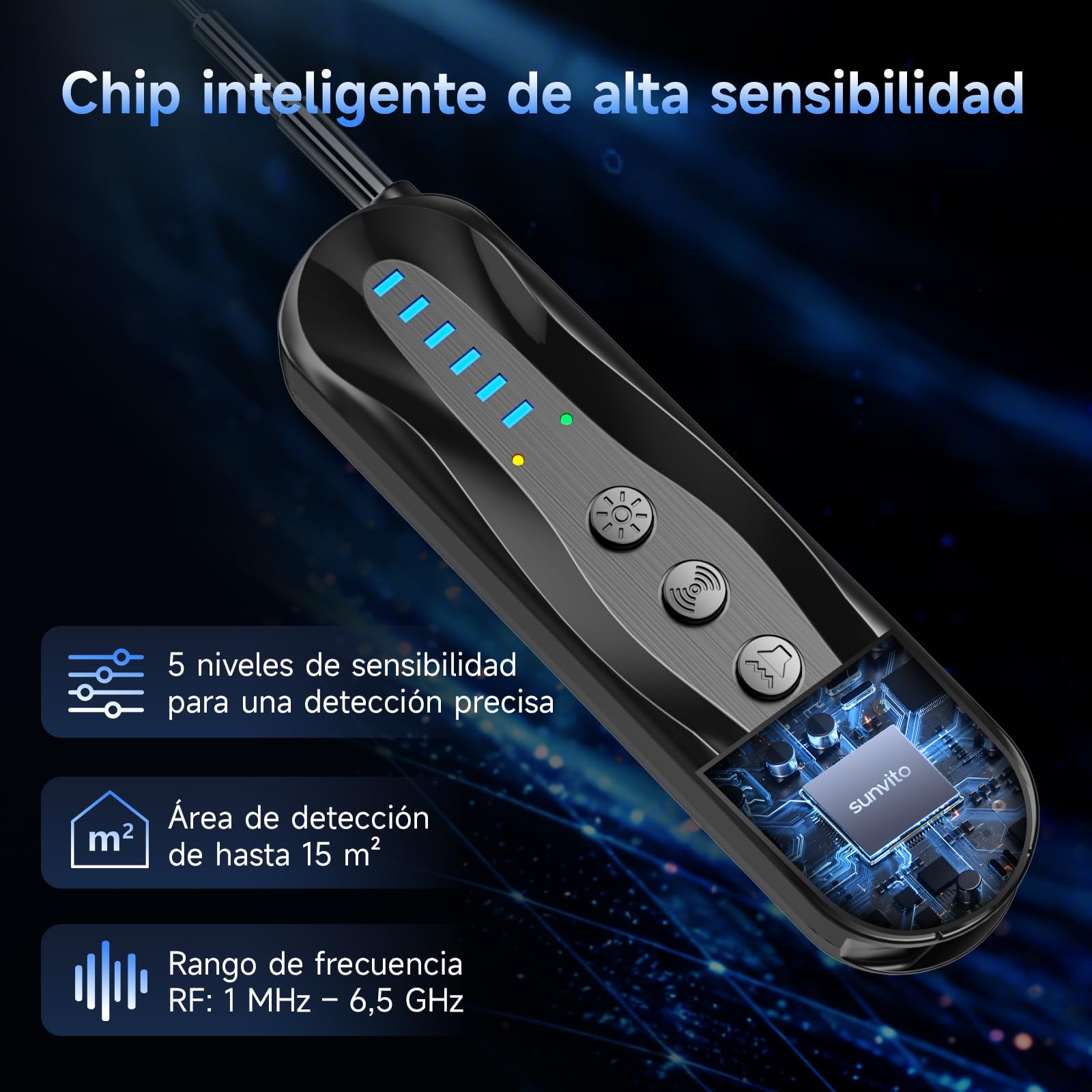 Detector de Cámaras Ocultas, Escáner de Señales RF Antiespía 5 en 1 y Detector de Rastreadores GPS, Detector Portátil de Dispositivos Ocultos para Viajes.
