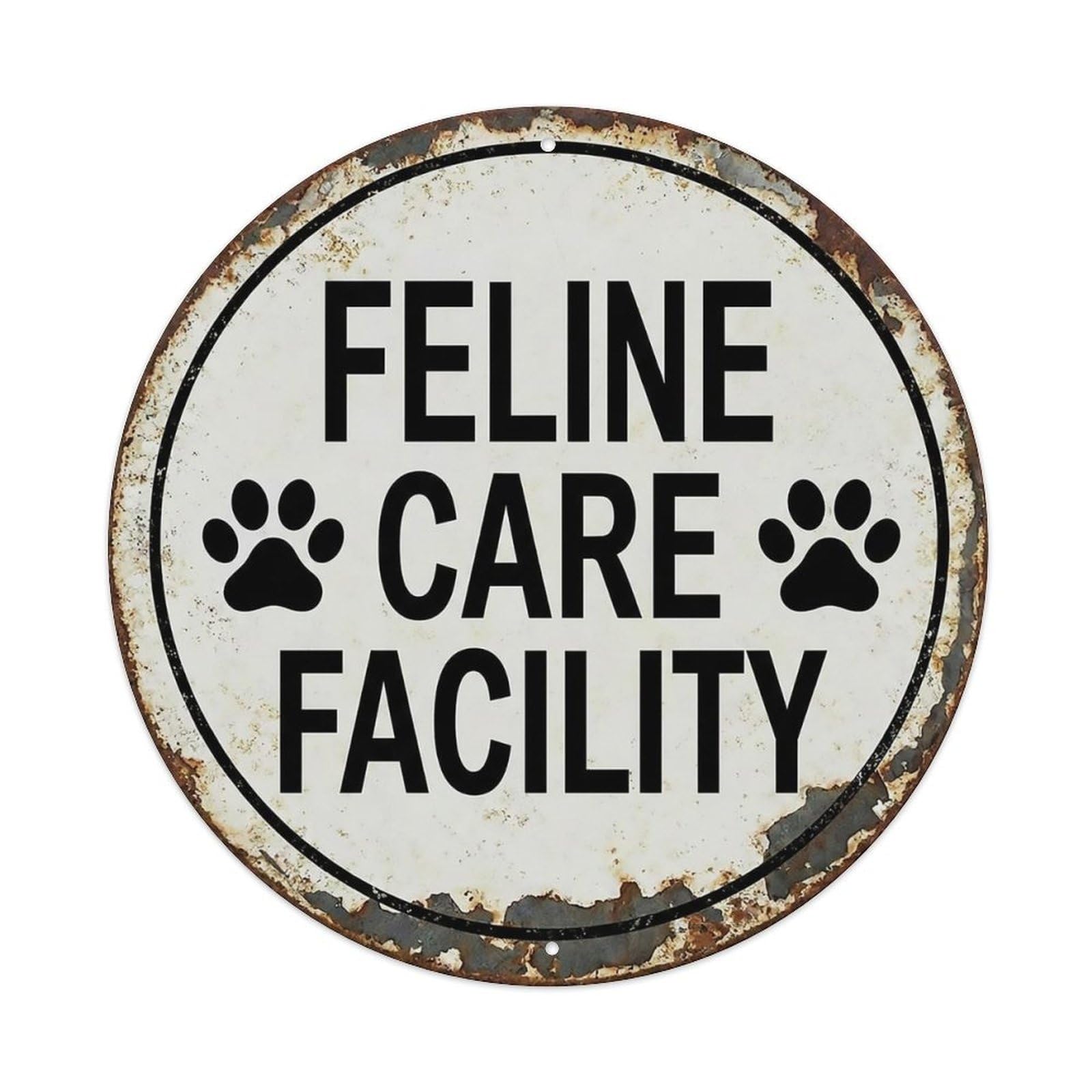 Vintage Feline Care Facility Hub Metal Tin Sign