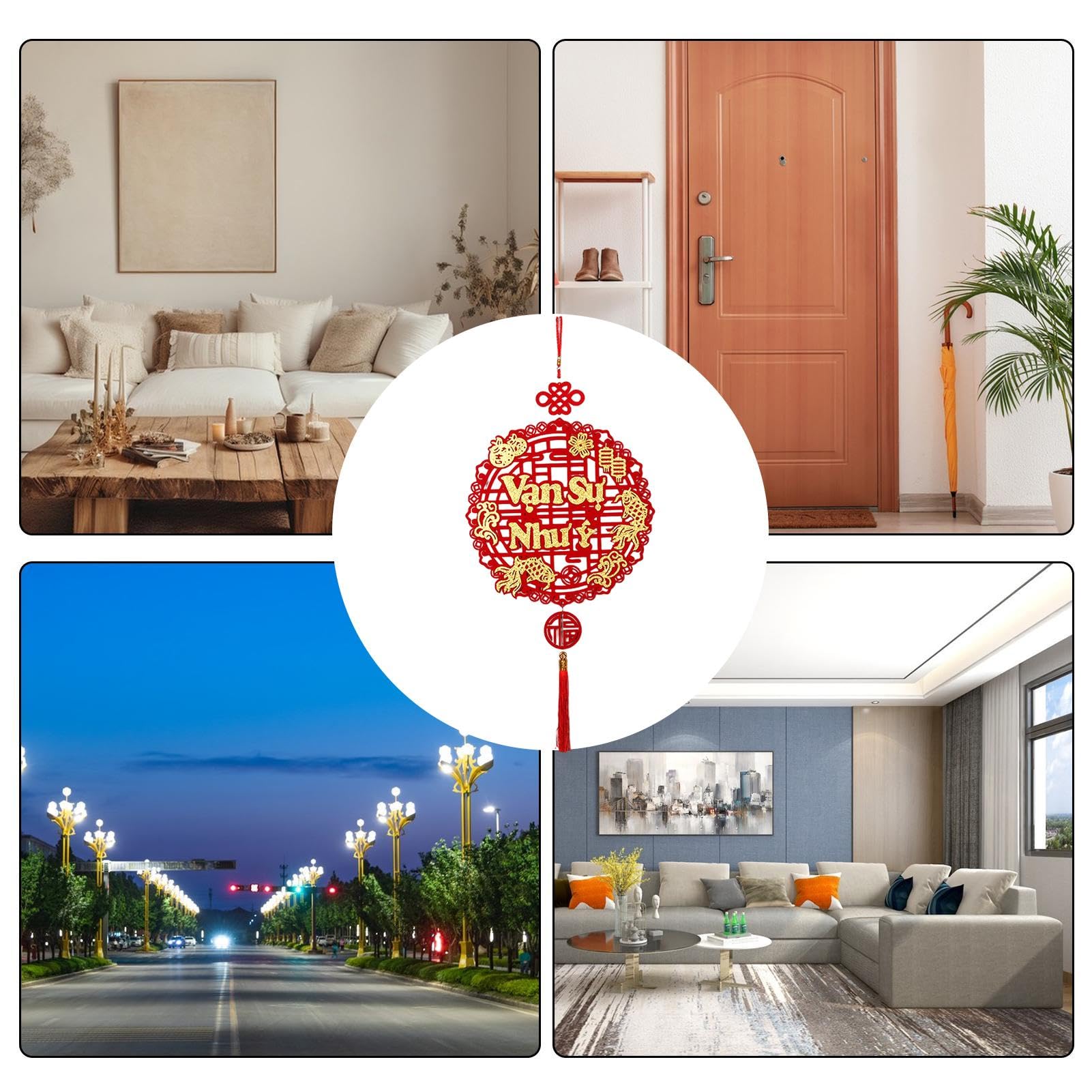 Set Decorazioni Capodanno Vietnamita 2026 | Striscione Festivo Con Fiocchi 68x36cm, Motivo 3D Floccato, Anno Del Cavallo