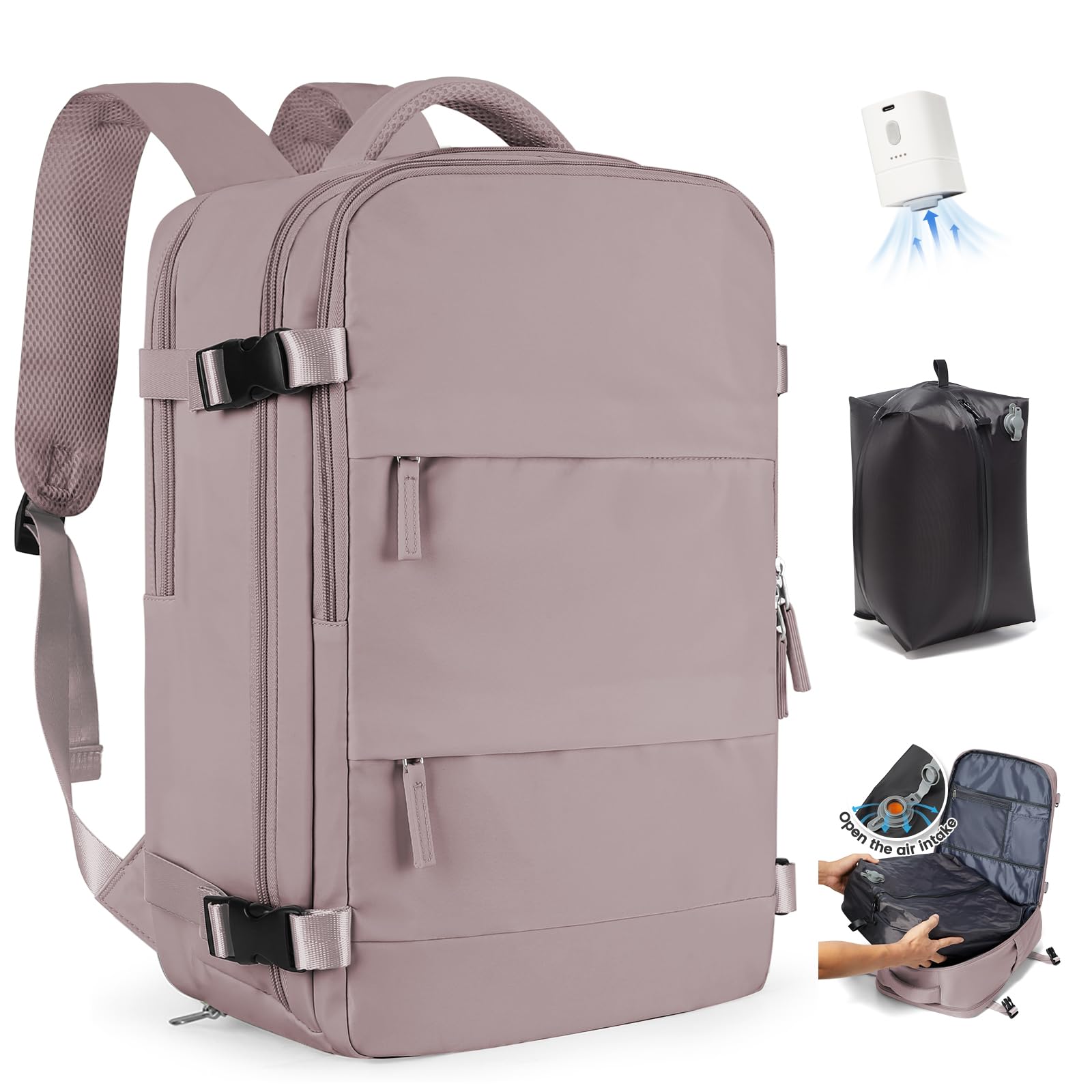 SZLX Zaino A Vuoto Con Pompa Donna, Zaino Ryanair 40x30x20 Sottovuoto Zaino da Viaggio Ryanair Wizzair, Ryanair Viaggio Ruscksack Dimensione Cabina Con Pompa Impermeabile Uomo Valigia A Vuoto