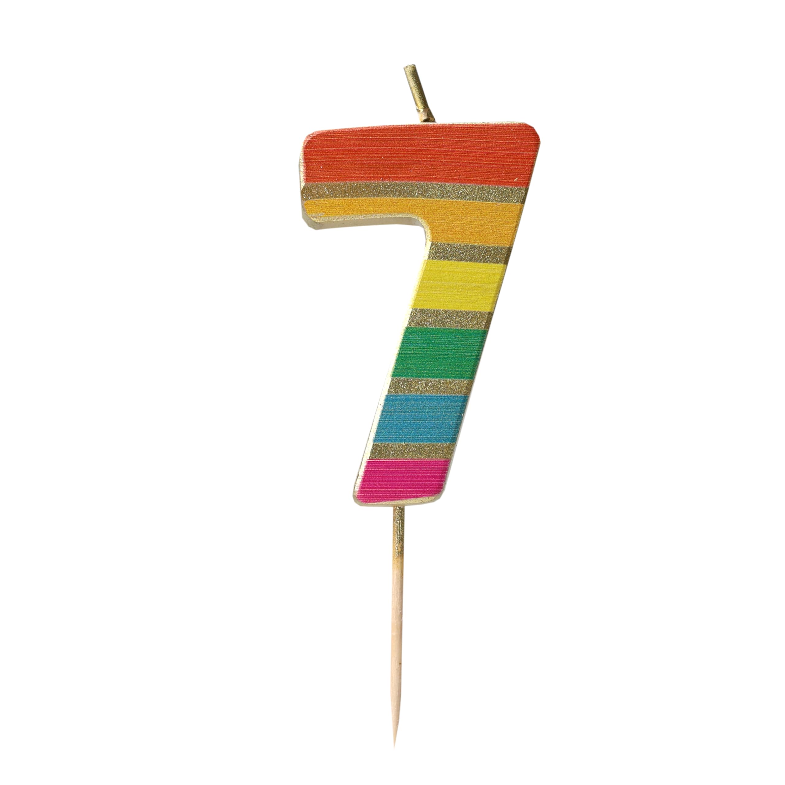 Talking Tables Number Seven 7 Rainbow Birthday Candle for Cakes, Cake Topper Decoration, Premium Quality, Numeral Candles, Anniversary, Milestone Age, 5.5 cm Height, Recycled Packaging