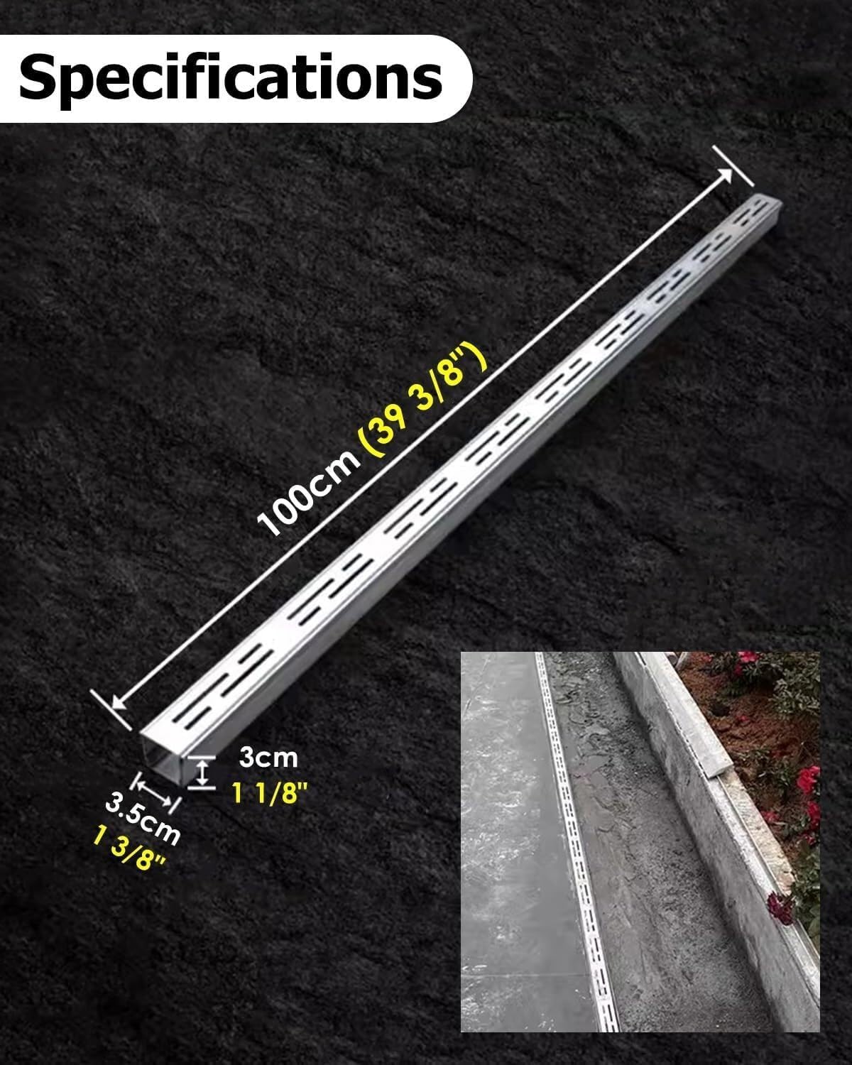 Outdoor Gutter Thin Metal Trench Drain Grate Kit, Sewer Gutter Grate for Stopping Leaves, Yard/Fence, Diverter for Water(50 * 30mm)