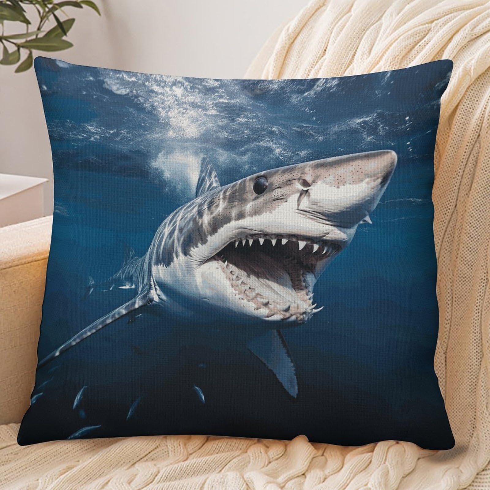 Fekiloot Style Great White Shark Opens Mouth Pillowcase Pillow Sham Pillow Case