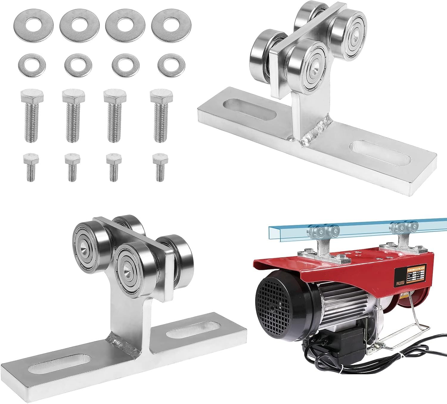 POWLAB 2Pcs Electric Hoist Installation Roller Trolley for