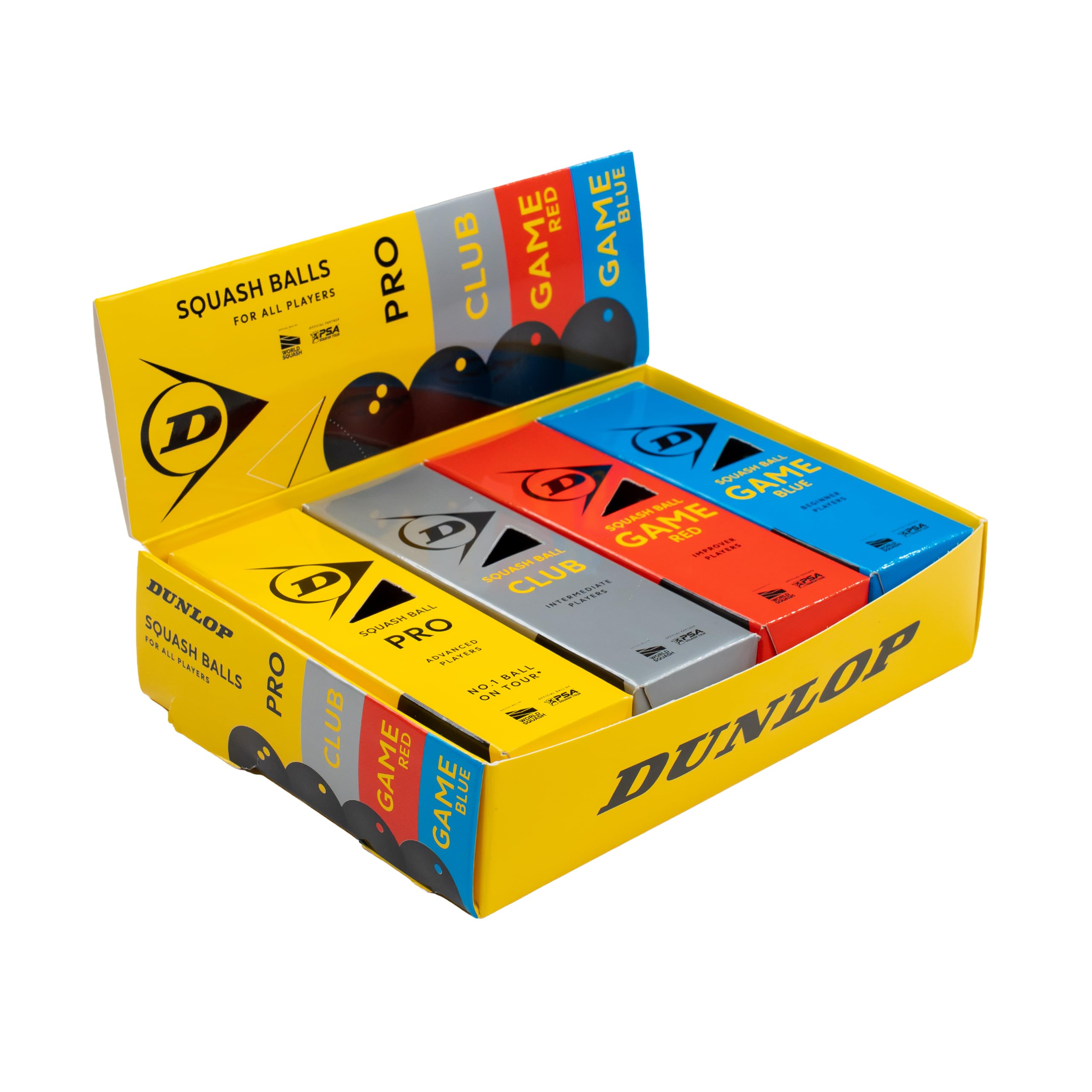 Dunlop Pelotas de Squash Mixed Pack Pro, Club & Game, 12 Pelotas