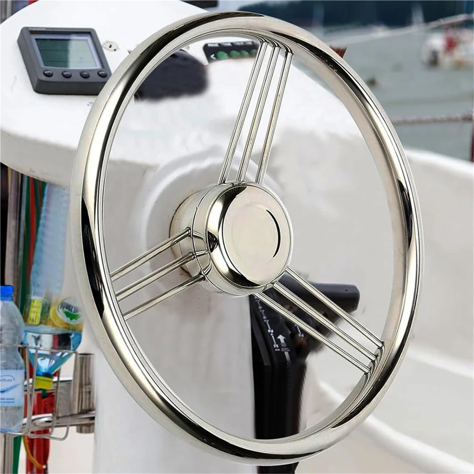 Steuerrad für Schiffe 13,5 Zoll 9-Speichen-Edelstahl-Bootslenkrad – 10 Grad for Marine-Yacht für Boote