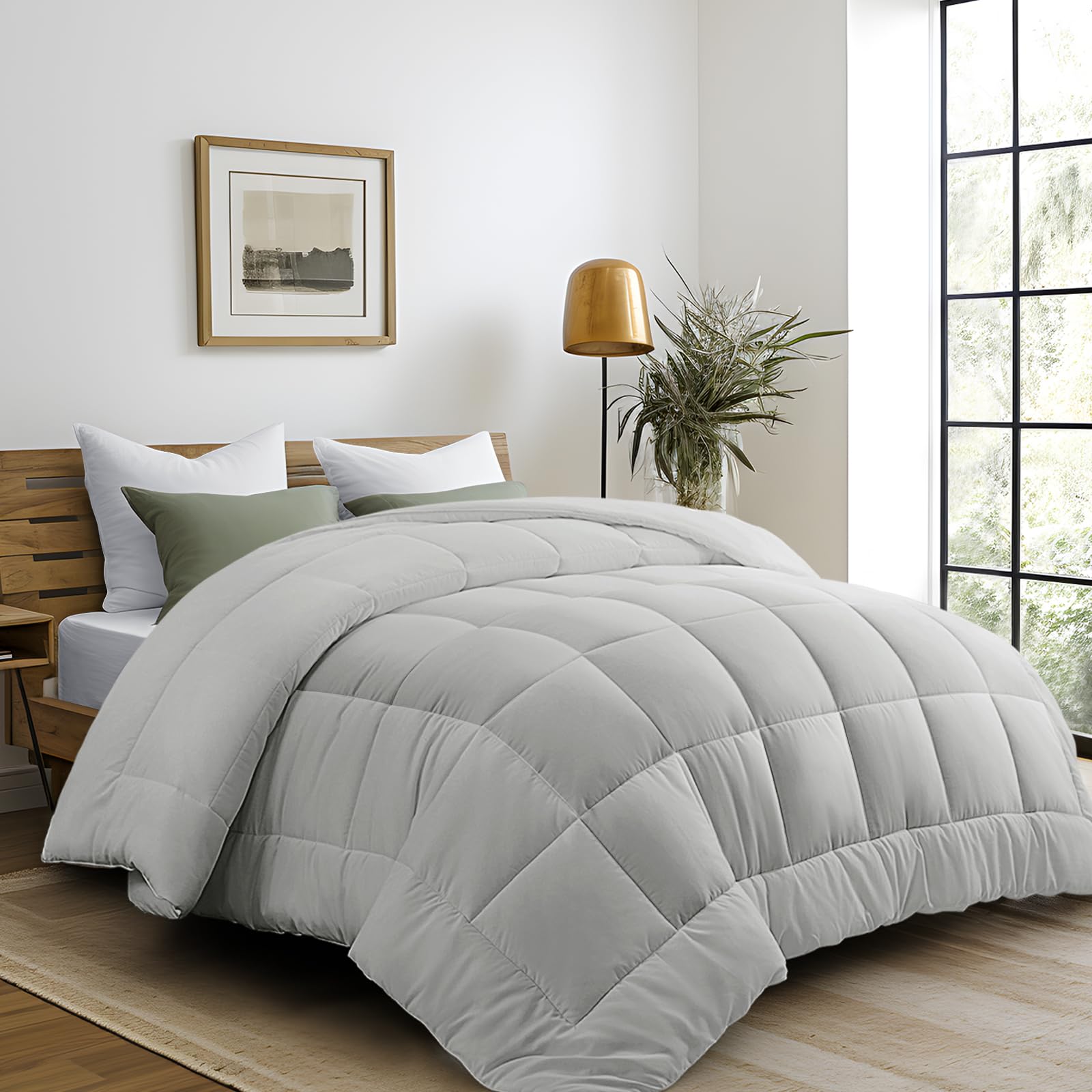 DUANDAUN Dekbed, 240 x 260 cm, 4 seizoenen, microvezel, dekbed, zacht en comfortabel dekbed voor het hele jaar, geschikt voor mensen met allergieën, wit