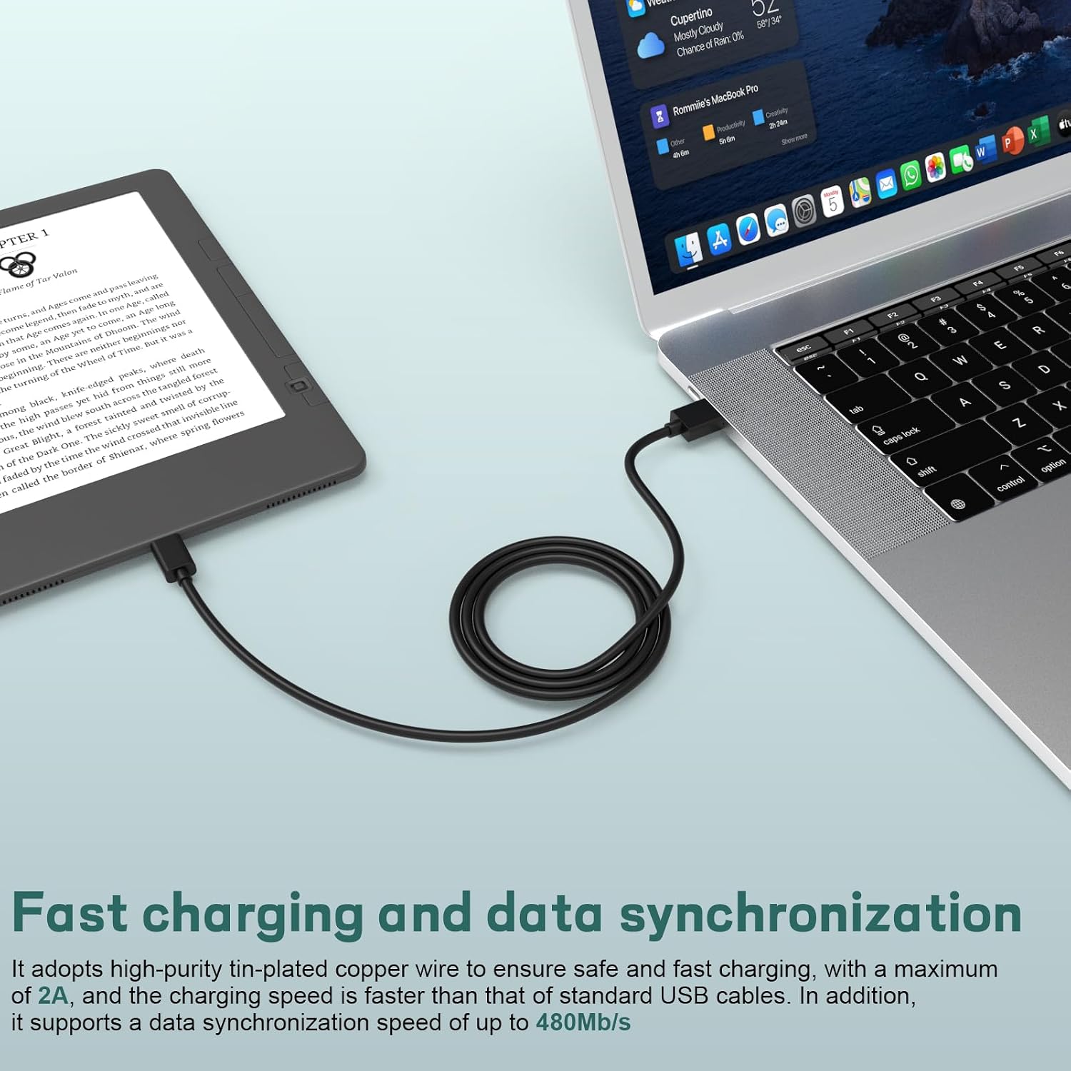 USB C Charging Cable Compatible with Remarkable 2, Paper Pro, Nook GlowLight 4 BNRV1100 4e (2022) Plus 2024, Onn 11.6", 8" Kids, Onn Pro 8"/10.1", Surf 8”, Surf 10.1” Gen 2 Model, 5ft