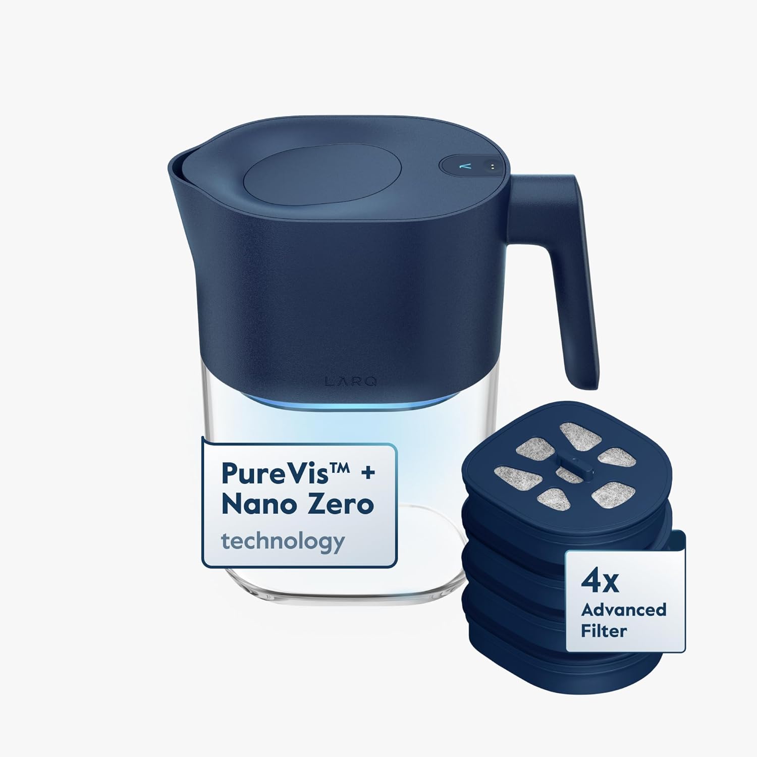 LARQ Hydrated AF Set - Pitcher PureVis 1.9L, Monaco Blue + 4 Advanced Filters