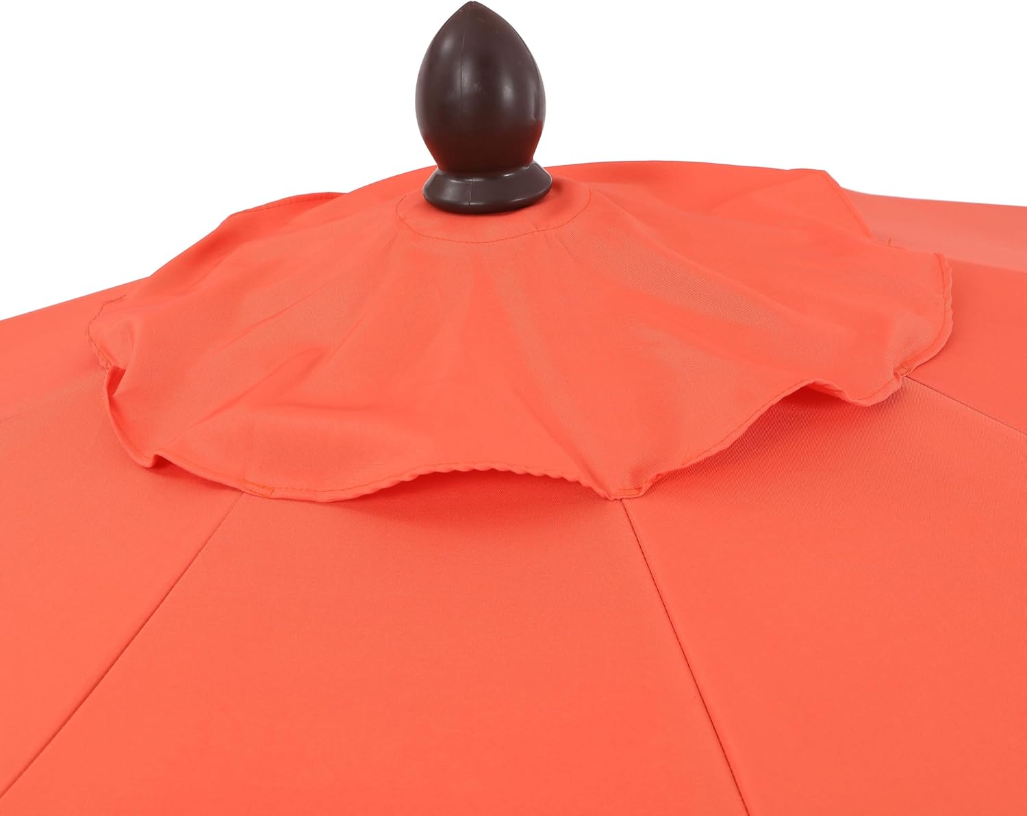 JONATHAN Y UMB1002A Tracy 9 ft. Classic MidCentury Scalloped Fringe Market Patio Umbrella with Auto-Tilt, Crank, Wind Vent and UV Protection in Coral Red/White - Image 8