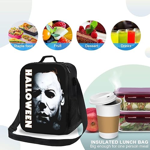 Miniatura 5 de Augonla Lonchera de película de terror para hombres y mujeres, lonchera de Halloween, portátil, aislada, a prueba de fugas, con correa ajustable