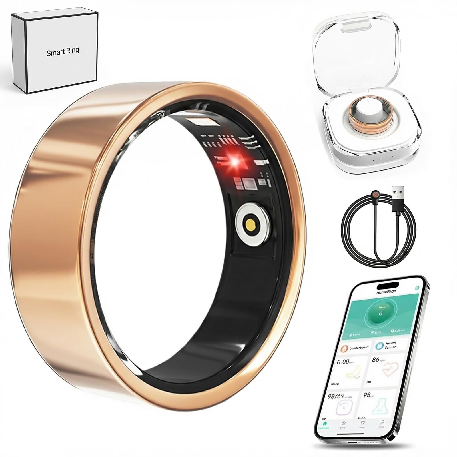 Luxelle Smart Ring Fitness Tracker with Sleep Monitor, Heart Rate, Blood Oxygen, Blood Pressure, Step Counter, 128 Sports Modes, IP68 Waterproof, Magnetic Charging, Compatible with iOS & Android-image-45