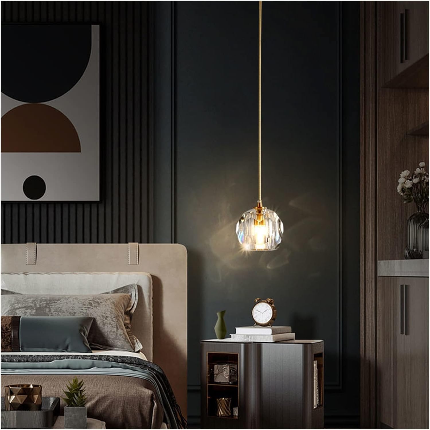 Chandelier Crystal Single Head Post Modern Minimalist Restaurant Bar Net Red Light Luxury Room Chandelier