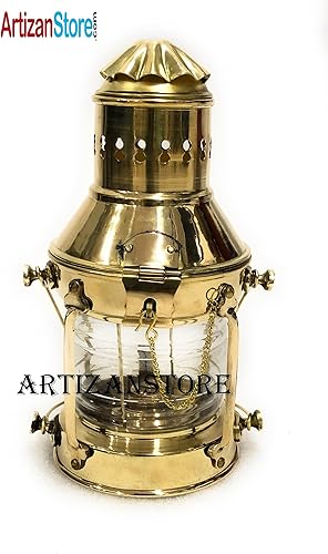 Miniatura 3 de Lámpara de aceite de linterna de latón náutico Lámpara colgante decorativa Lámpara de barco marino