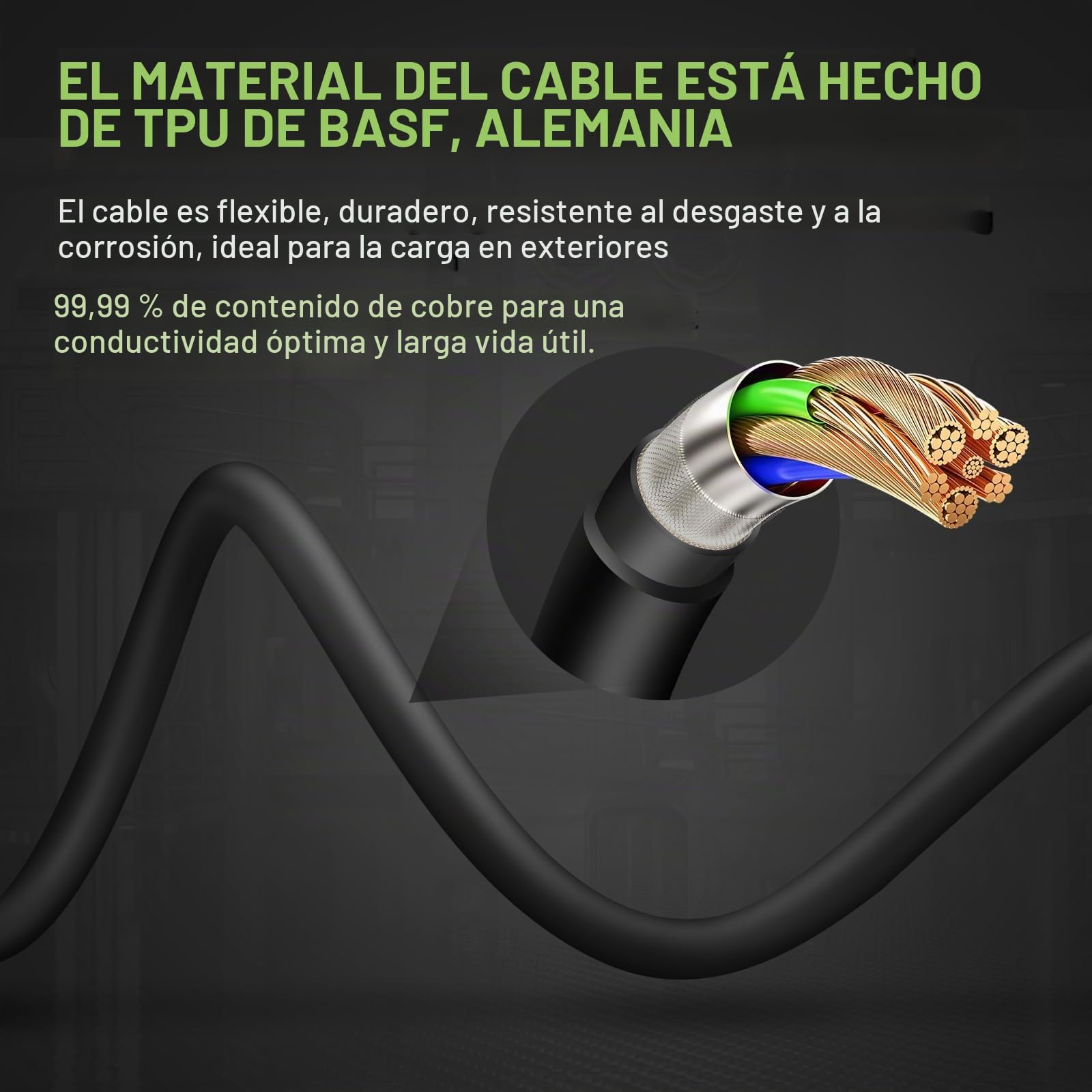 Cable de carga tipo 2 para vehículos eléctricos, 22 kW, portátil de 3 fases, 32 A, Mennekes Mode 3 cable de carga para EV y PHEV (cable espiral de 5 m)