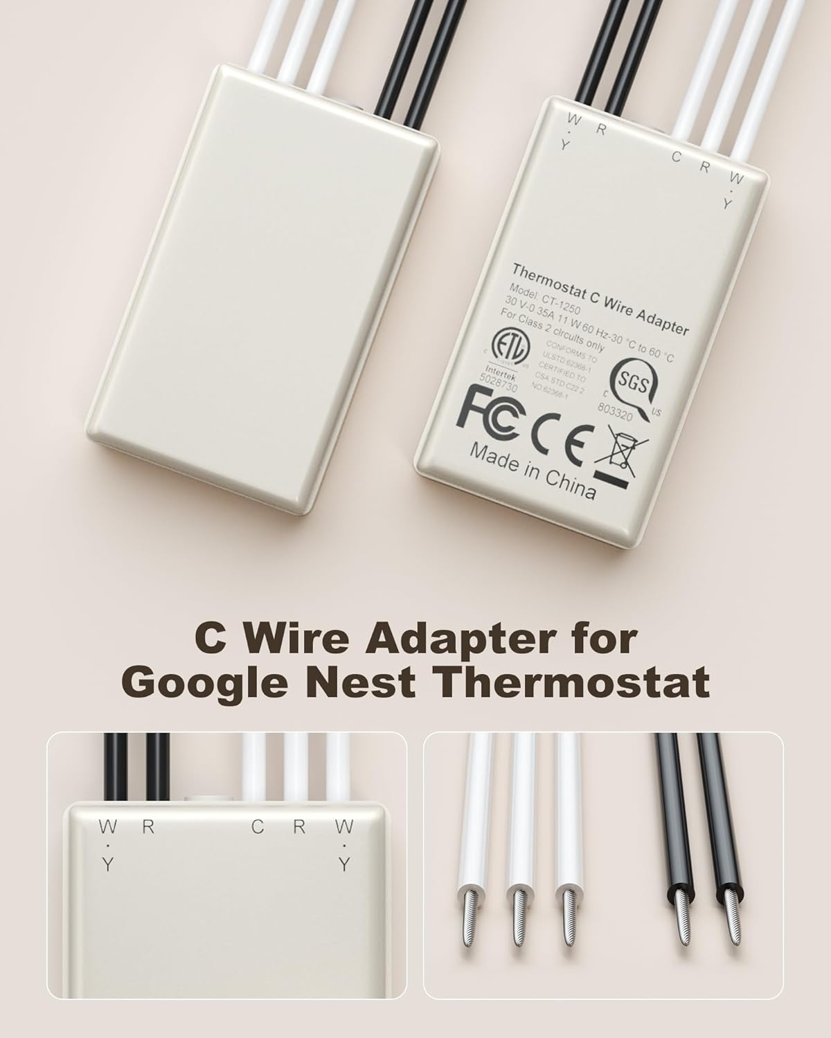 C Wire Adapter for Google Nest Thermostat, Replacement for Nest Power Connector Works for Nest Thermostat, Learning Thermostat 3rd gen and for Nest Thermostat E, C Wire Substitute for Smart Thermostat