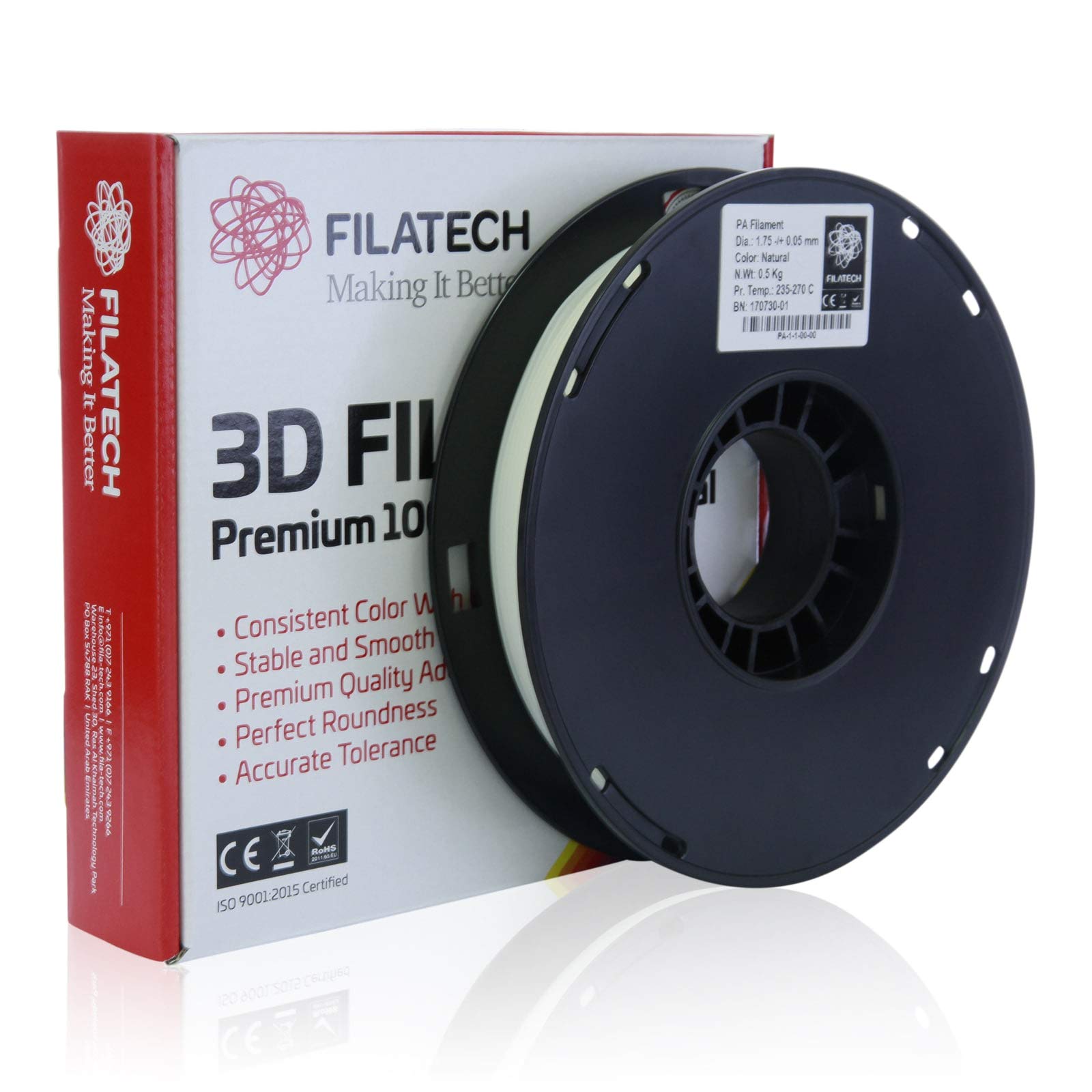 PA Filament, Natural, 1.75mm, 0.5 Kg, Made in UAE