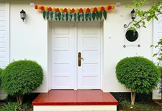 Thoranam Artificial Marigold & Mango Leaf Toran for Home Entrance – Festive Door Hanging by House of Kushalini [Fits All Doors, 40 Inch / 100 CM]