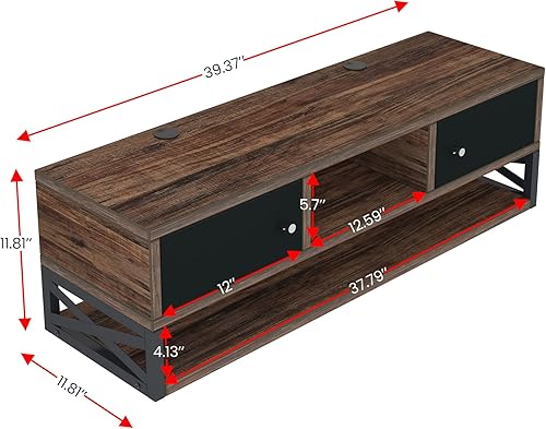 Miniatura 3 de LITTLE TREE Floating TV Stand, Wall Mounted Under TV Floating Shelf with Doors, 3-Tier Entertainment Center Console Cabinet with Storage for Living