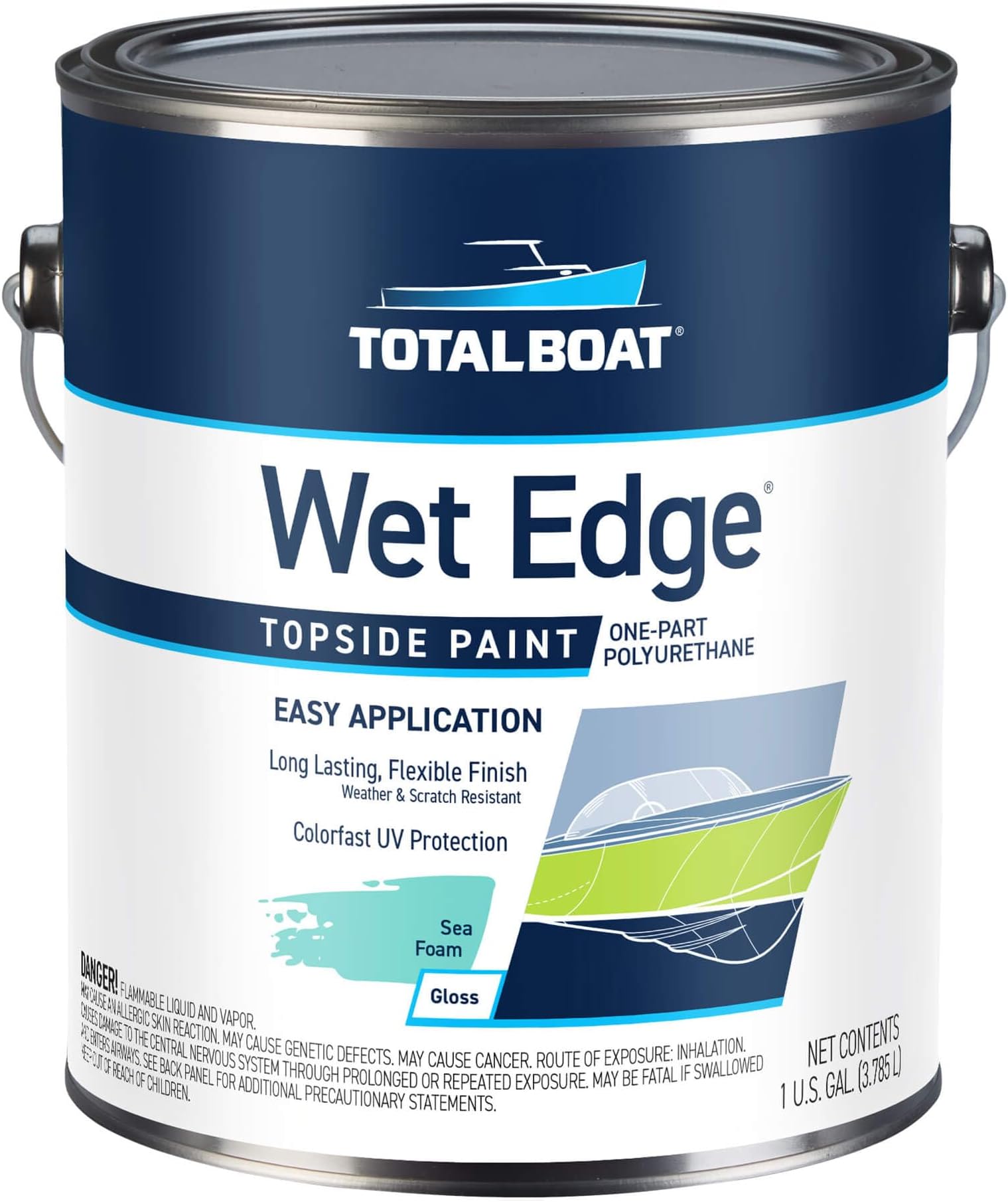 TotalBoat Wet Edge Marine Topside Paint for Boats, Fiberglass, and Wood (Sea Foam), 1 Gallon (Pack of 1)