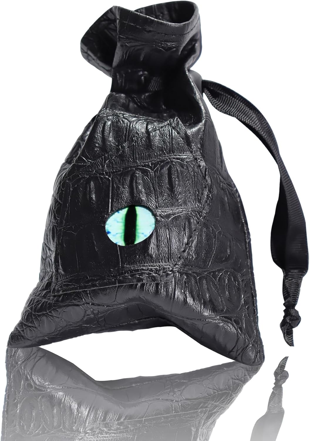 Dice Bag with Dragon Element Design for D&D Dice, PU Leather Drawstring Storage Bag for DND RPG MTG Games, Coins and TTPRG Accessories, DND Gift (Green)