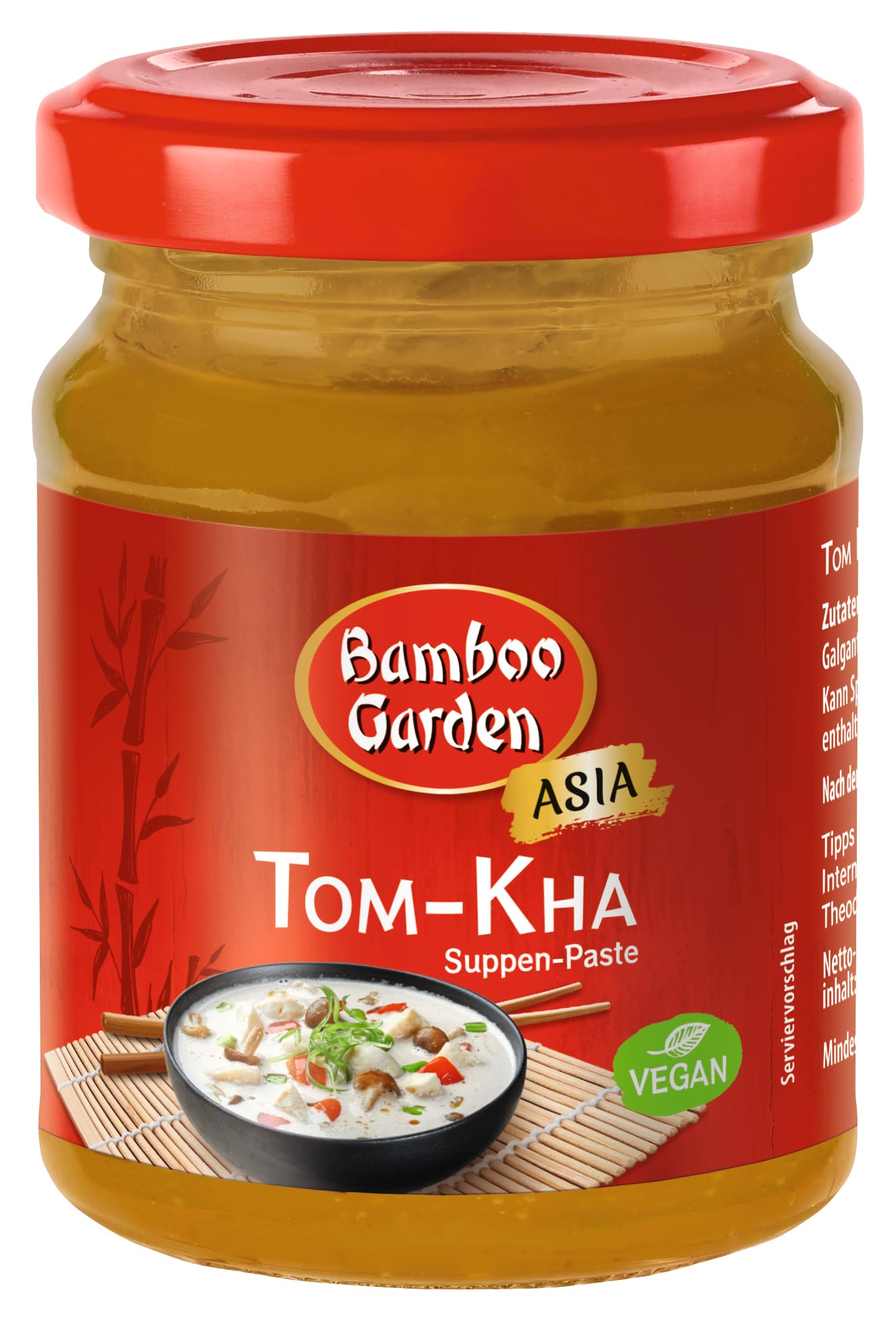 Bamboo Garden - Tom Kha Suppen-Paste | Würzbasis für thailändische Suppen, für feinen Ingwergeschmack und würzigem Zitronengras | 125 g Suppen-Paste ergibt circa 1,5 Liter Basissuppe | 1 x 125 g