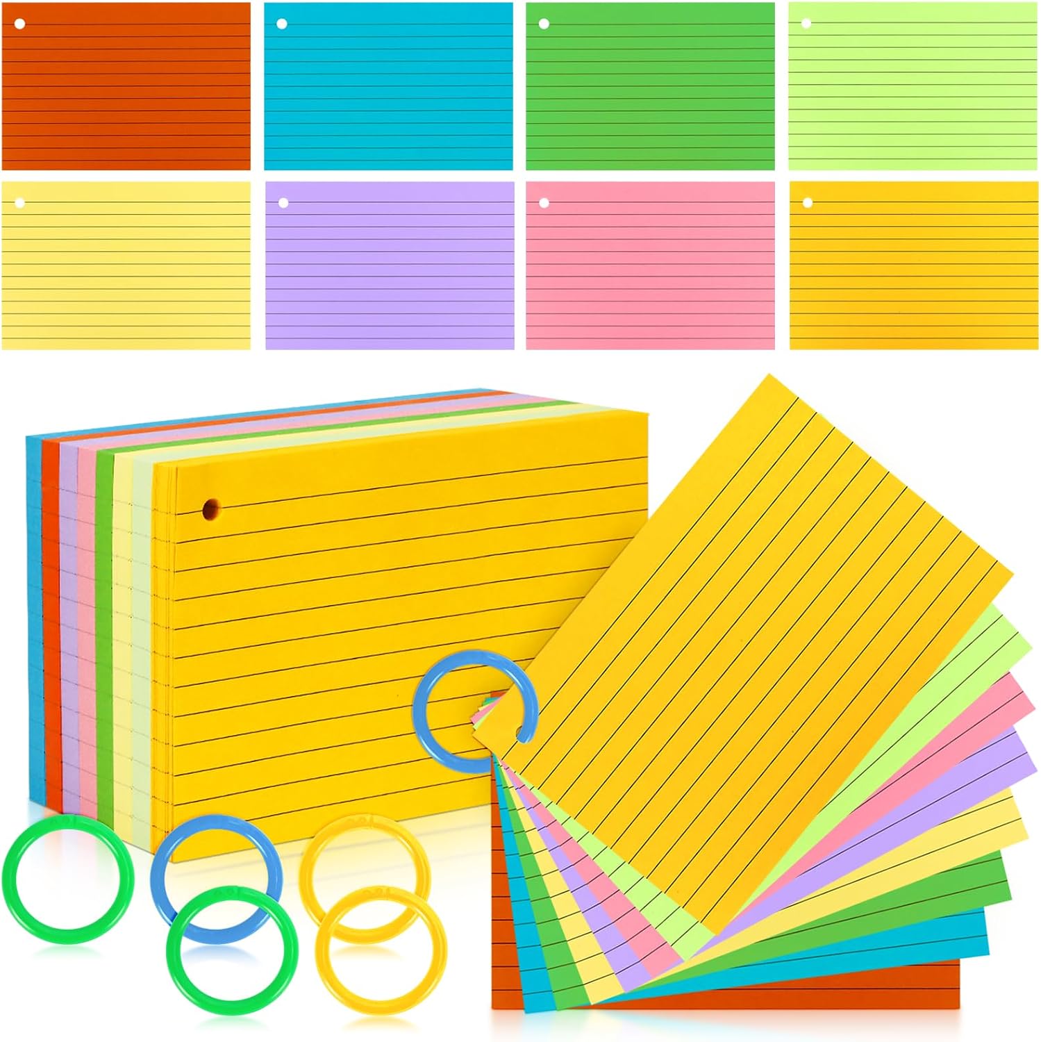 Amazon.com : Tecmisse 320 Sheets Flash Cards 4 x 6 Colorful Index Card ...