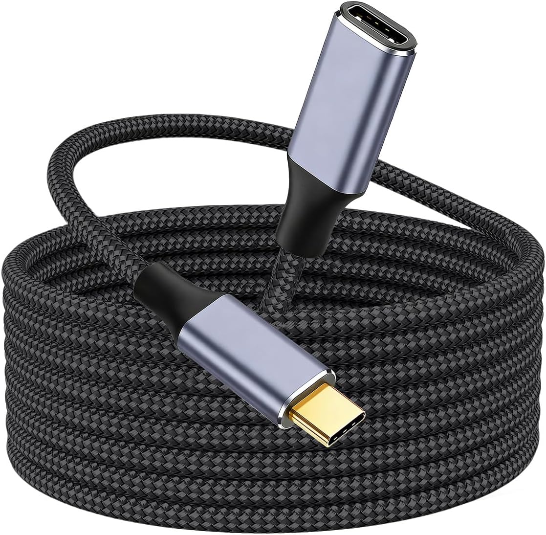 USB C Extension Cable 3M, USB 3.1/10Gbps 100W Type C to C 4K@60Hz Male To Female Fast Charge Extended Nylon Lead 4K 60Hz Video Display for MacBook iPad Pro Air Galaxy S25 S24 S23 iPhone 17 16 15