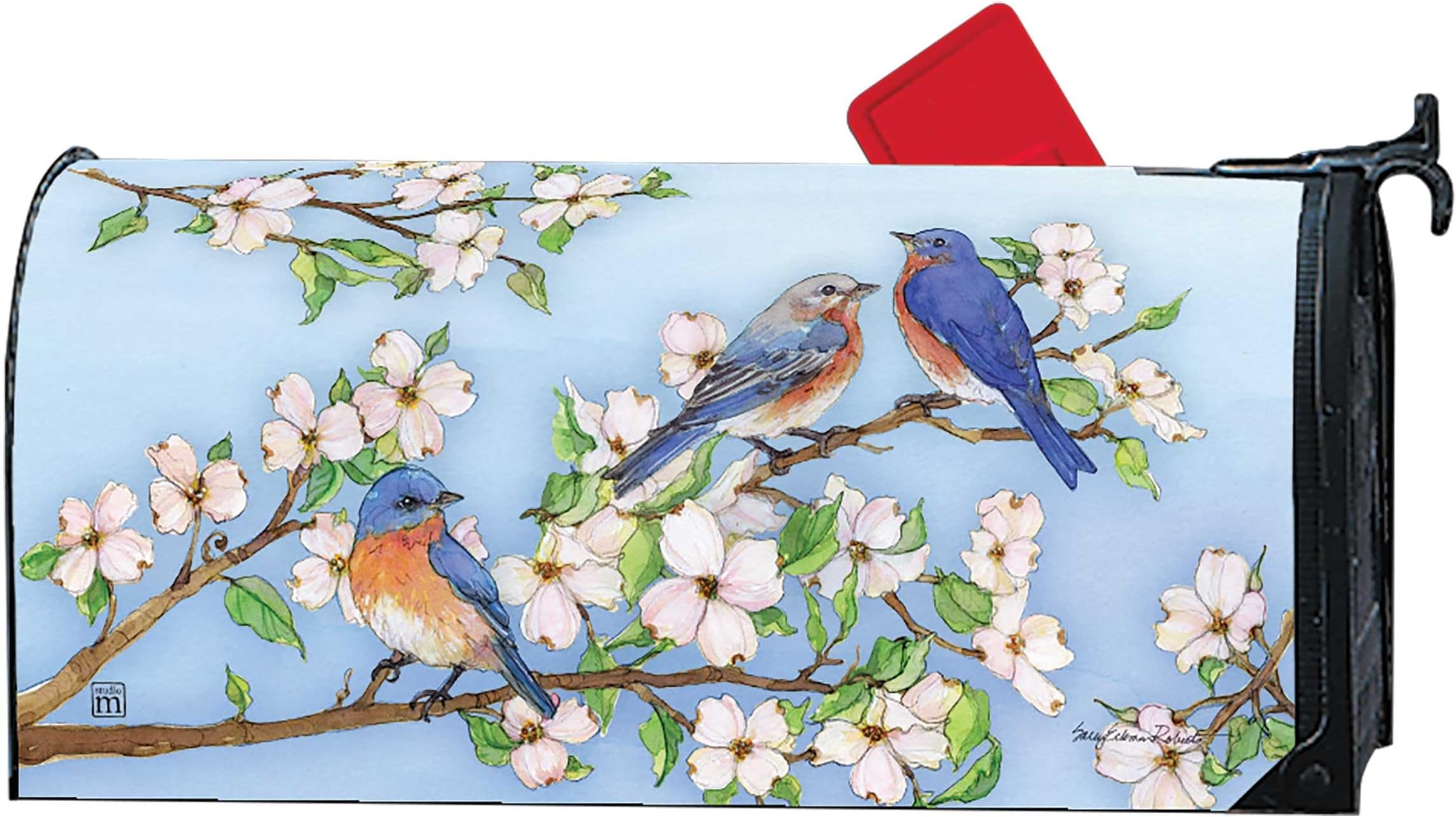 The Original Magnetic Mailbox Cover, MailWrap Fits Standard Size 6.5 x 19 Inch Mailbox, Weather Resistant Vinyl, Bluebirds