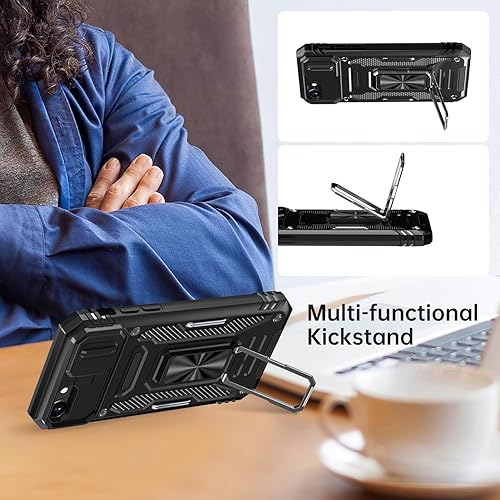 Miniatura 7 de MERRO Funda para iPhone SE 2022iPhone SE 2020iPhone 8iPhone 7 con protector de pantalla, funda deslizante para cámara, funda de grado militar con