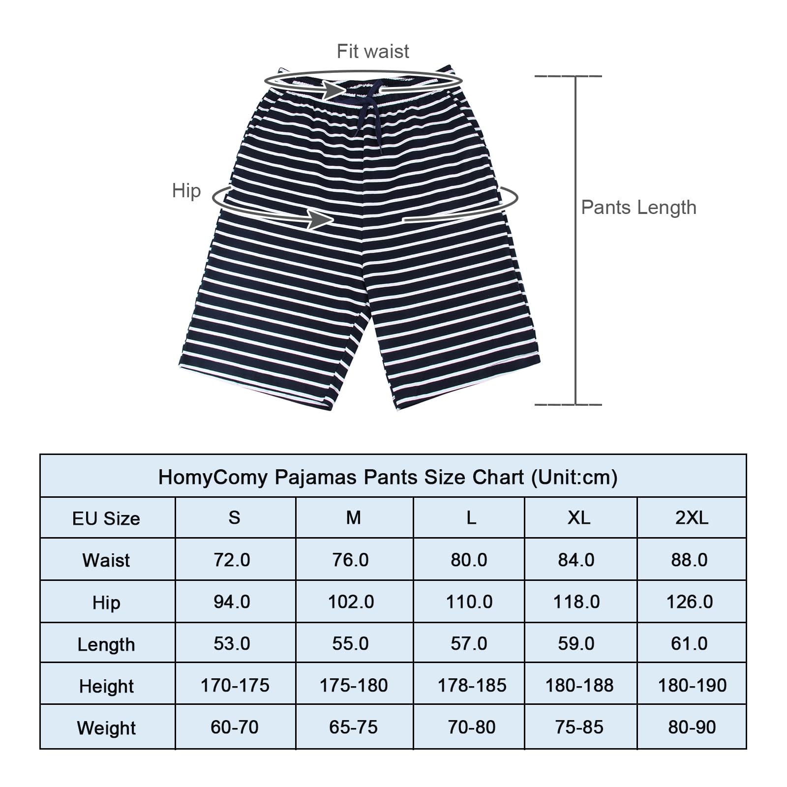 HomyComy Herren 2er-Pack Schlafshorts Gestrickte Schlafanzughose Pyjamahose kurz Baumwolle Lounge-Hose Nachthose Freizeithose mit Taschen
