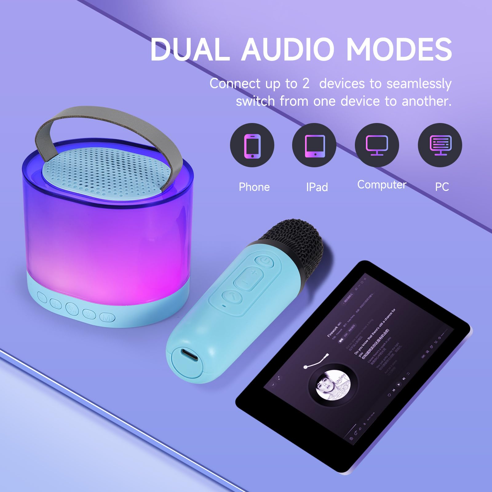 Mp3 Player Portable Karaoke Machine With Wireless Mics Bluetooth