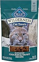 Blue Buffalo Wilderness Grain-Free Chicken & Trout Soft Cat Treats - Natural High-Protein Moist Rewards, 2oz Bag
