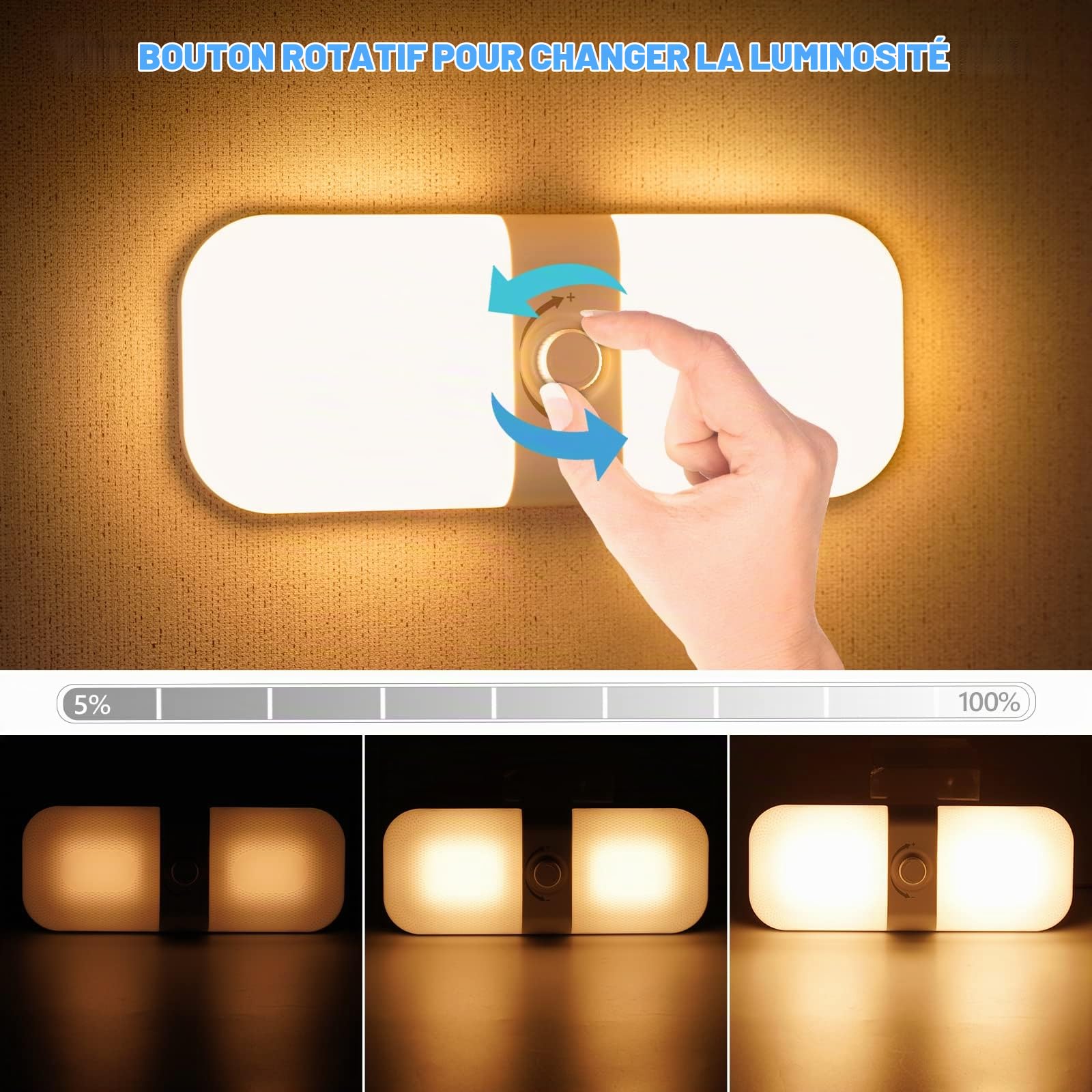 SUPAREE Lampe 12v LED Camping Car Lumiere Camping Car Plafonier Eclairage Caravane 12v Interieur avec Interrupteur Dimmable pour RV Camion Bateau Voiture Van Cabine Fourgon 3 Couleurs 1PC