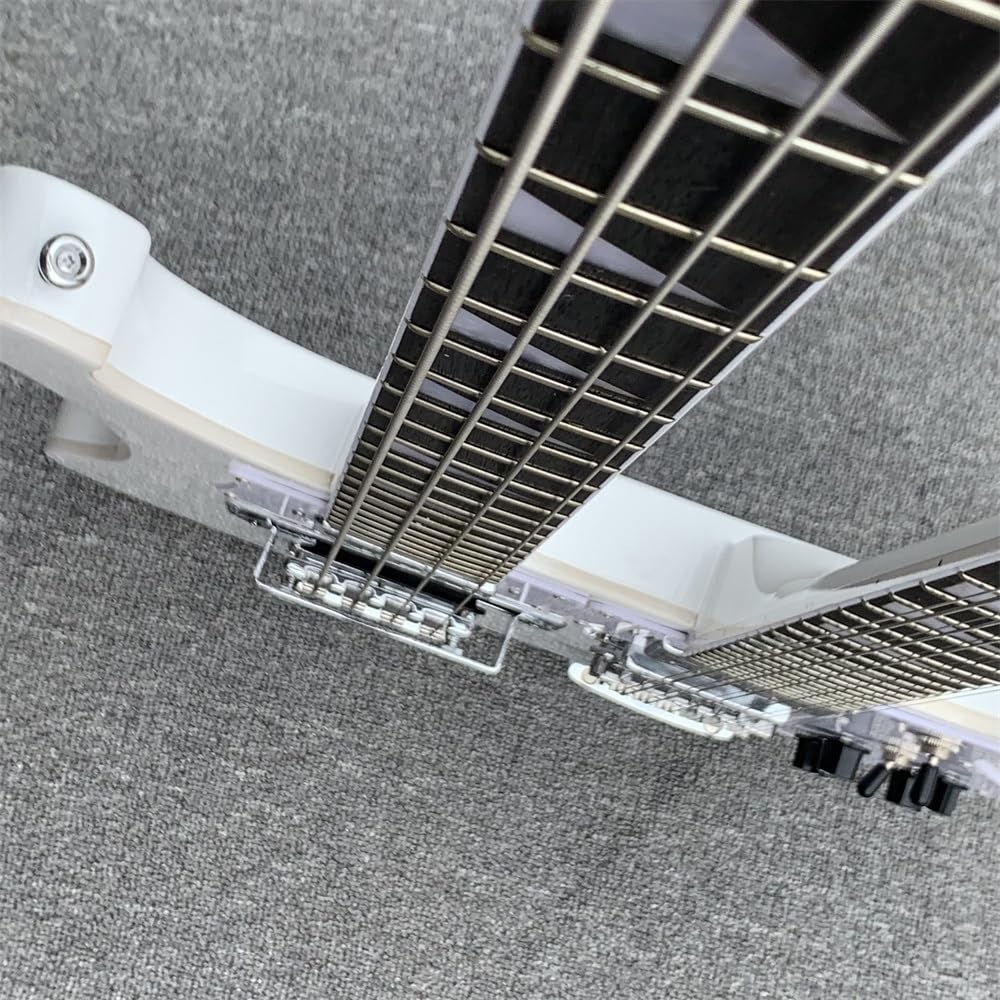 Chitarra elettrica e basso personalizzati a doppio manico 12+4 corde con corpo bianco hardware cromato, battipenna, rilegatura del