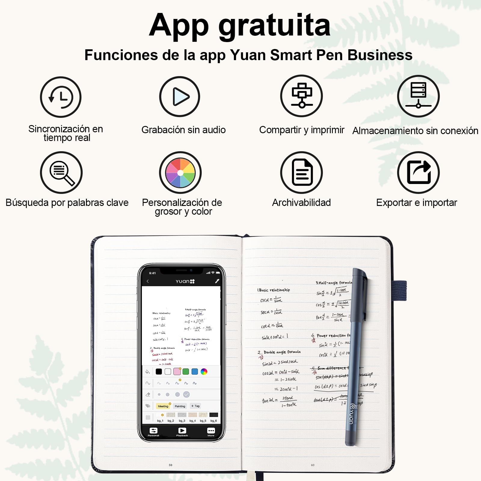 Yuan Libreta Inteligente con Bolígrafo Inteligente Incluido, admite Sync | Smart Writing Set Cuaderno Digital Smart Digital Notepad Escritura Inteligente para Notas y Bocetos, y Partage en Tiempo Real