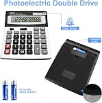 Large Desk Calculator Basic, Touch Comfortable with Large Buttons, PXY Two Way Power Battery and Solar Standard Function Office Calculators,12 Digit Calculatrice Large Display Clearly