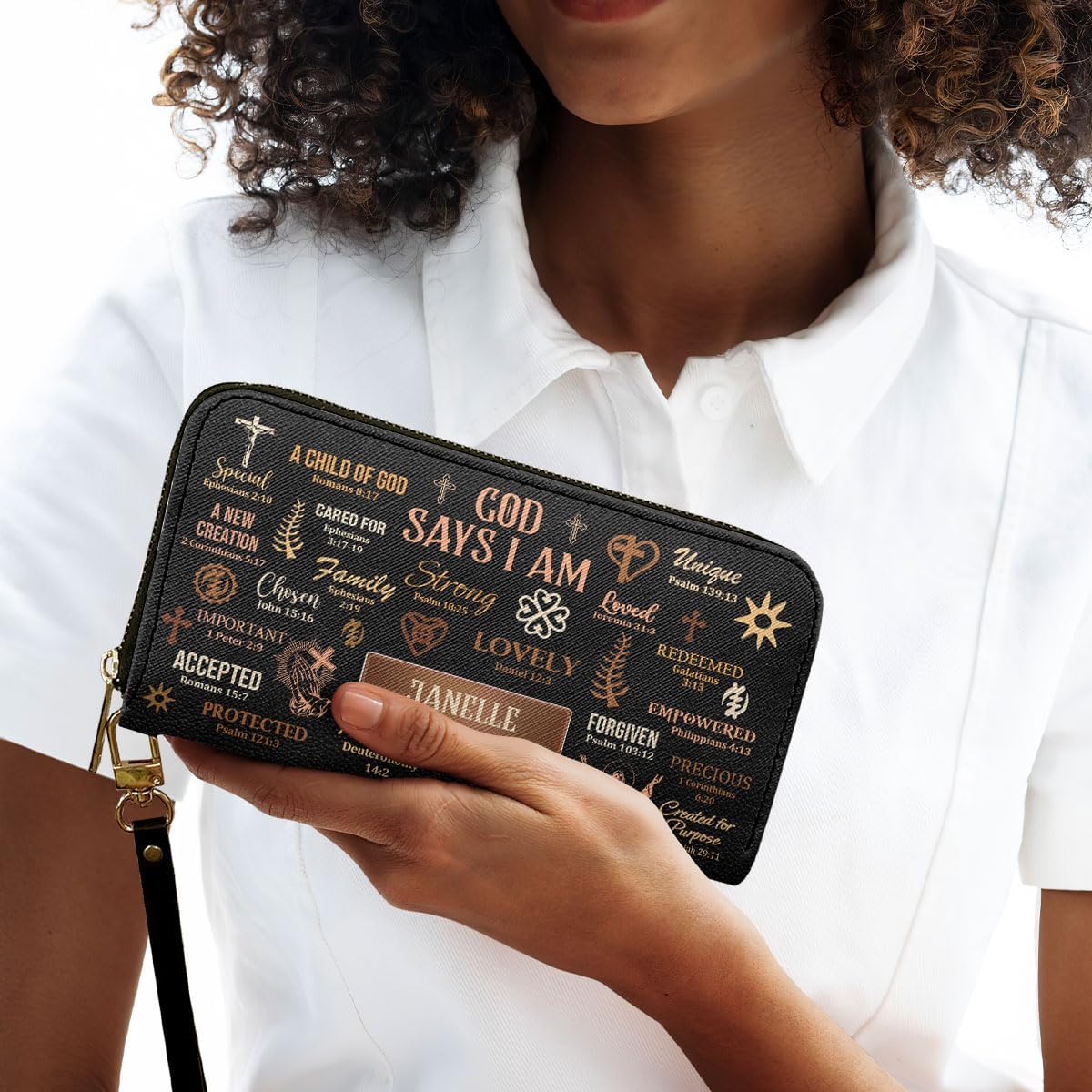 Sistabag Personalized Leather Wallet For Women - God Says You Are - African Pride Woman Clutch Purse - Gifts For Black Women African Queen - Black Girl Bag Purse