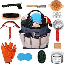 Horse Grooming Kit 13 Piece, Complete Horse Brushes & Grooming Supplies Set with Organizer Bag, Curry Comb, Hoof Brush, Bath Brushes & Accessories for Horse Care