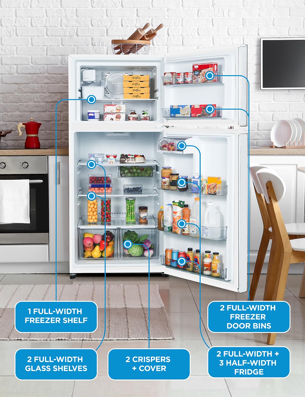 Commercial Cool 18 Cu. Ft. Top Mount Refrigerator with Ice Maker, 2-Door Refrigerator with Top Freezer, Freezer with Icemaker and Adjustable Temperature Control, Energy Star Certified, White on Fridge.com