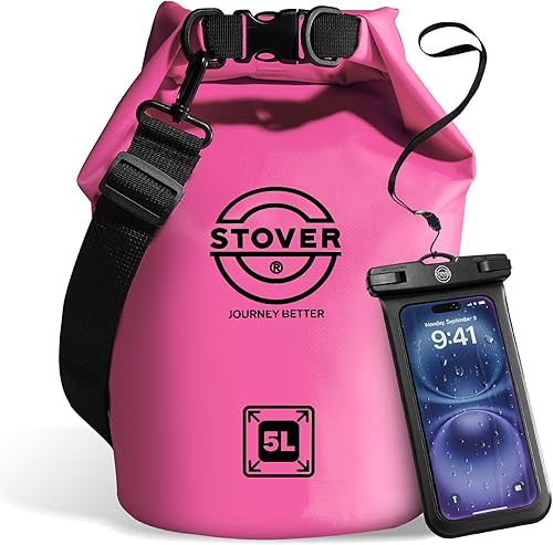 Miniatura 29 de STOVER 5/10/25/30/40/55L Waterproof Dry Bag- Roll-Top Backpack w/Phone Case- Kayaking, Hiking, Camping, Boating- Men/Women 30L Verde (con funda para